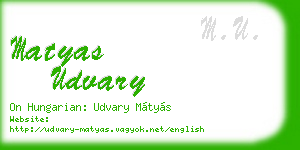 matyas udvary business card
